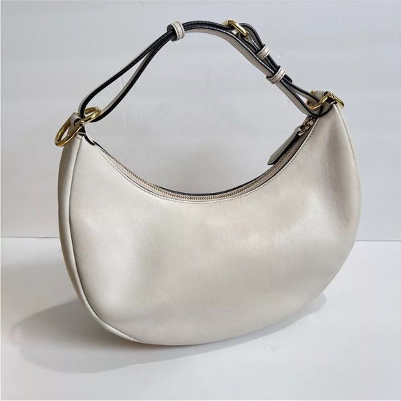Fendi Fendigraphy Small White Leather Hobo Shoulder Bag Gold Hardware Full Set - Picture 4 of 16